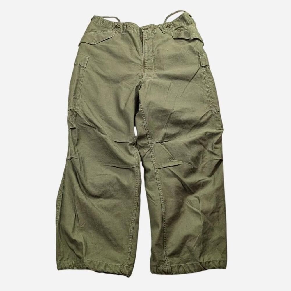 Vintage M-1951 Trousers US ARMY cotton 35*28.5 Green Field Military Pants M51